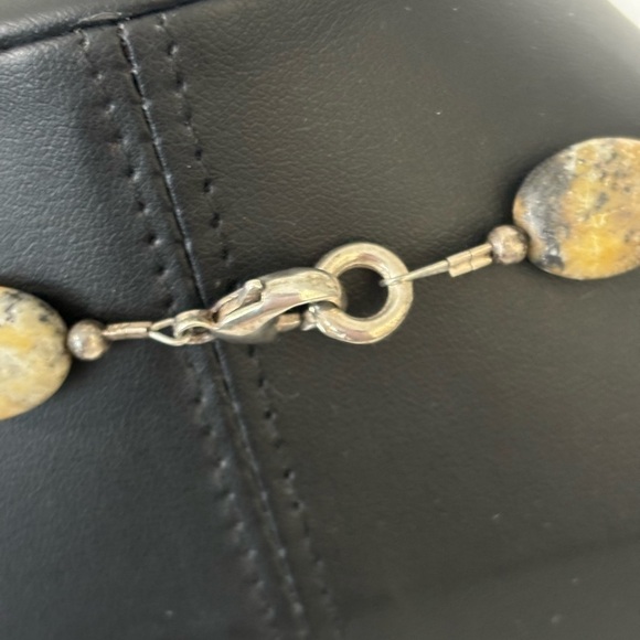 Natural stone agate long necklace sterling silver clasp - Picture 2 of 6